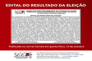 Edital do resultado das eleições SEEB é publicado no Jornal Correio
